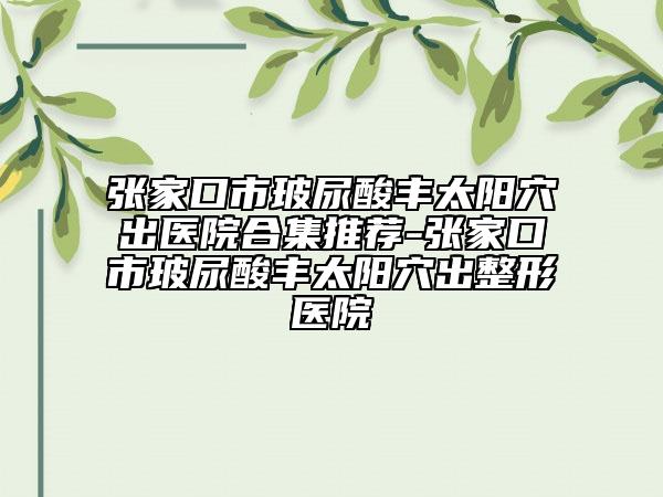 張家口市玻尿酸豐太陽穴出醫(yī)院合集推薦-張家口市玻尿酸豐太陽穴出整形醫(yī)院