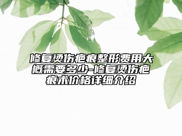 修復(fù)燙傷疤痕整形費用大概需要多少-修復(fù)燙傷疤痕術(shù)價格詳細介紹