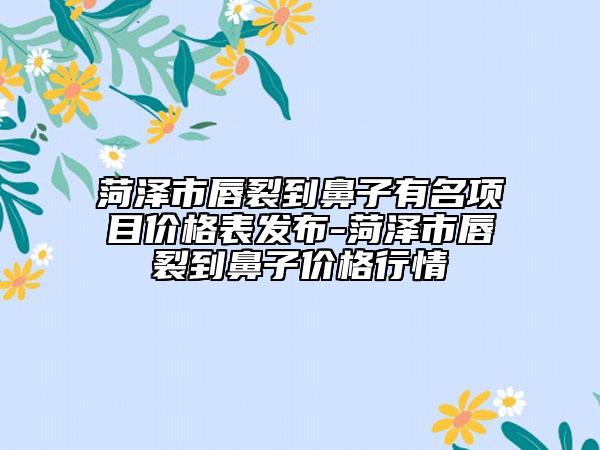 菏澤市唇裂到鼻子有名項(xiàng)目?jī)r(jià)格表發(fā)布-菏澤市唇裂到鼻子價(jià)格行情