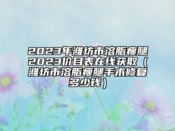 2023年濰坊市溶脂瘦腿2023價(jià)目表在線獲取（濰坊市溶脂瘦腿手術(shù)修復(fù)多少錢）