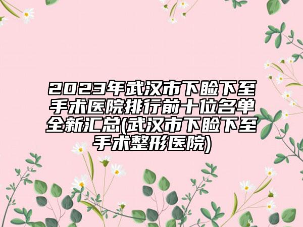 2023年武漢市下瞼下至手術(shù)醫(yī)院排行前十位名單全新匯總(武漢市下瞼下至手術(shù)整形醫(yī)院)