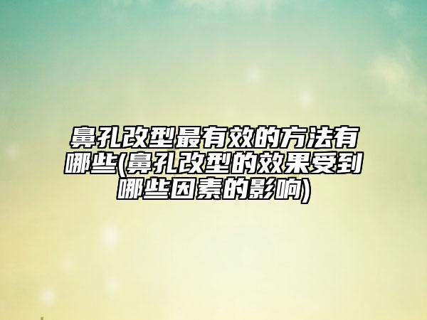 鼻孔改型最有效的方法有哪些(鼻孔改型的效果受到哪些因素的影響)