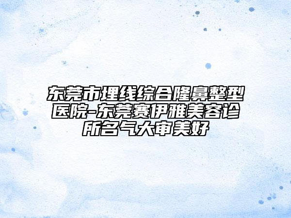 東莞市埋線綜合隆鼻整型醫(yī)院-東莞賽伊雅美容診所名氣大審美好