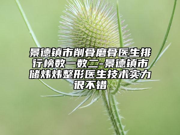 景德鎮(zhèn)市削骨磨骨醫(yī)生排行榜數(shù)一數(shù)二-景德鎮(zhèn)市儲煒煒整形醫(yī)生技術(shù)實力很不錯
