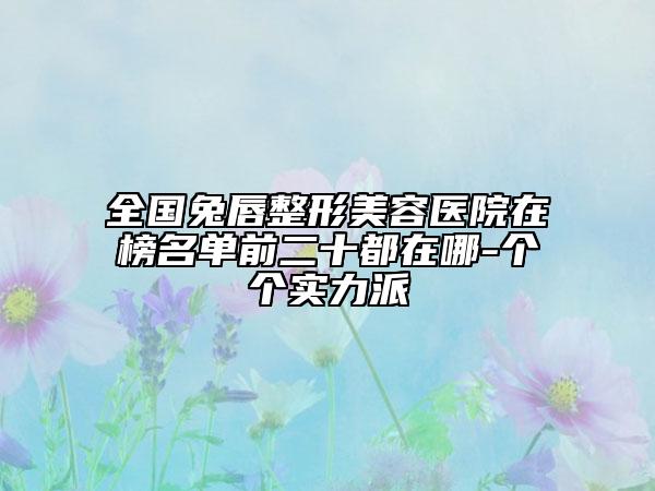 全國兔唇整形美容醫(yī)院在榜名單前二十都在哪-個個實力派