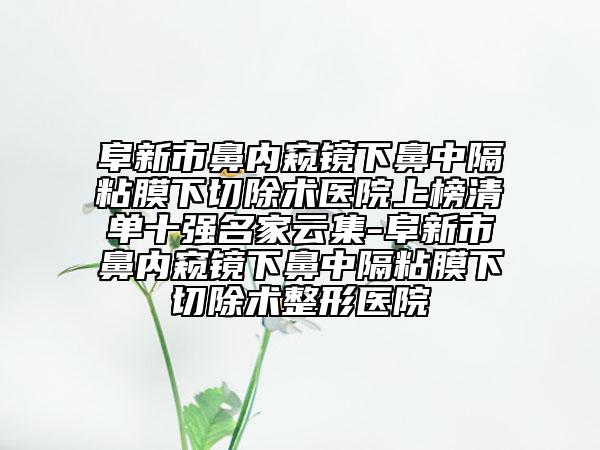 阜新市鼻內窺鏡下鼻中隔粘膜下切除術醫(yī)院上榜清單十強名家云集-阜新市鼻內窺鏡下鼻中隔粘膜下切除術整形醫(yī)院