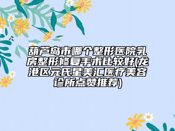 葫蘆島市哪個(gè)整形醫(yī)院乳房整形修復(fù)手術(shù)比較好(龍港區(qū)元氏星美匯醫(yī)療美容診所點(diǎn)贊推薦)