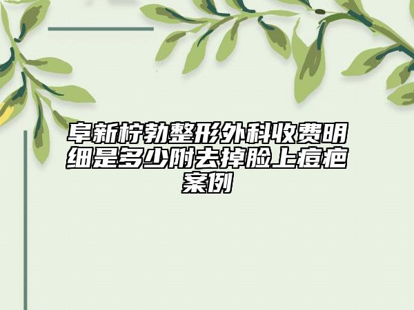 阜新檸勃整形外科收費明細是多少附去掉臉上痘疤案例