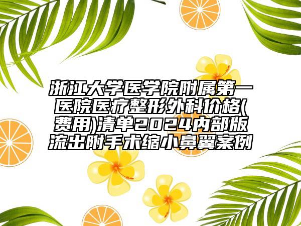 浙江大學醫(yī)學院附屬第一醫(yī)院醫(yī)療整形外科價格(費用)清單2024內(nèi)部版流出附手術縮小鼻翼案例