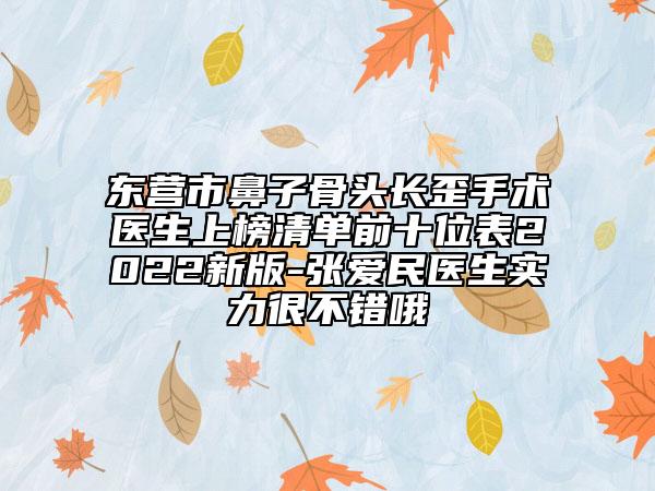 東營(yíng)市鼻子骨頭長(zhǎng)歪手術(shù)醫(yī)生上榜清單前十位表2022新版-張愛民醫(yī)生實(shí)力很不錯(cuò)哦