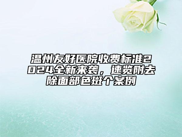 溫州友好醫(yī)院收費標(biāo)準(zhǔn)2024全新來襲，速覽附去除面部色斑個案例
