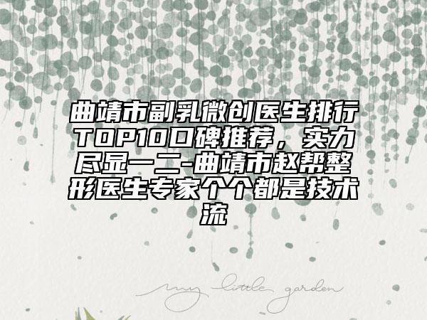 曲靖市副乳微創(chuàng)醫(yī)生排行TOP10口碑推薦，實(shí)力盡顯一二-曲靖市趙幫整形醫(yī)生專家個(gè)個(gè)都是技術(shù)流