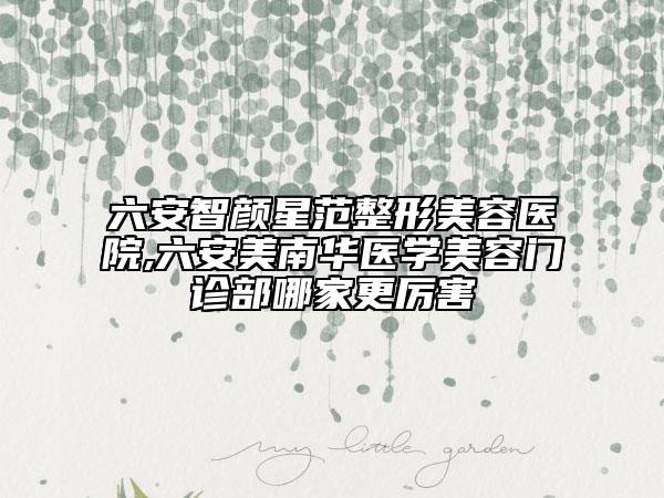 六安智顏星范整形美容醫(yī)院,六安美南華醫(yī)學(xué)美容門診部哪家更厲害