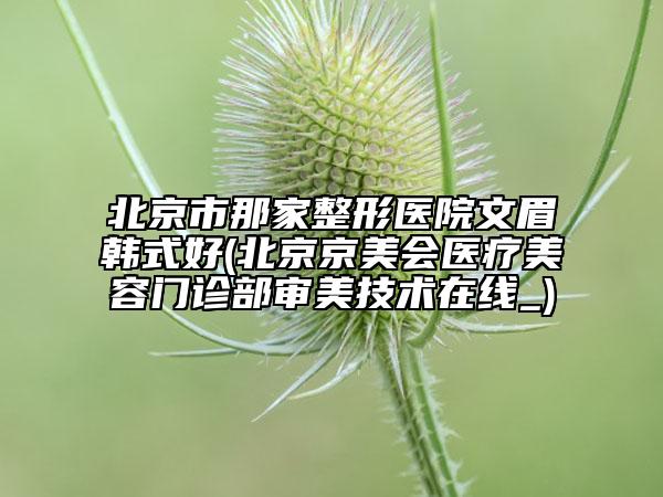 北京市那家整形醫(yī)院文眉韓式好(北京京美會醫(yī)療美容門診部審美技術在線_)