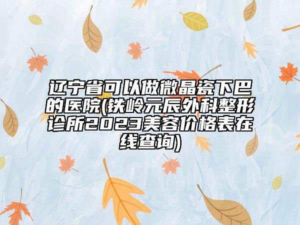 遼寧省可以做微晶瓷下巴的醫(yī)院(鐵嶺元辰外科整形診所2023美容價(jià)格表在線查詢)