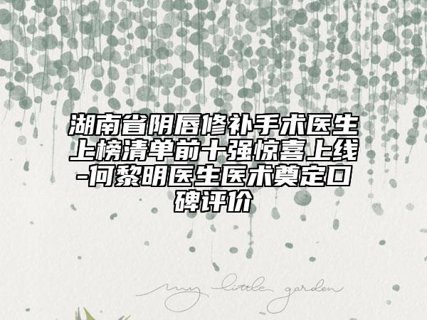 湖南省陰唇修補(bǔ)手術(shù)醫(yī)生上榜清單前十強(qiáng)驚喜上線-何黎明醫(yī)生醫(yī)術(shù)奠定口碑評價(jià)