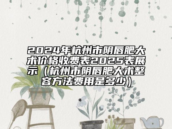 2024年杭州市陰唇肥大術(shù)價格收費表2025表展示（杭州市陰唇肥大術(shù)整容方法費用是多少）