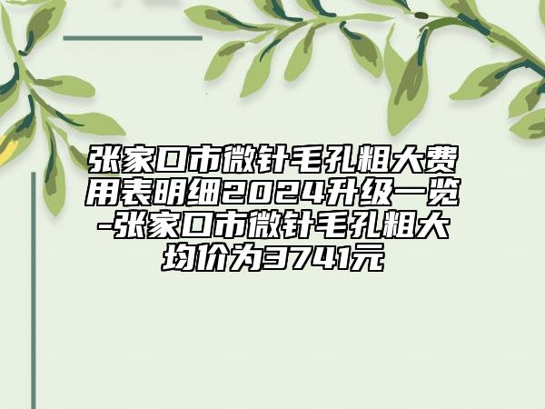 張家口市微針毛孔粗大費用表明細2024升級一覽-張家口市微針毛孔粗大均價為3741元