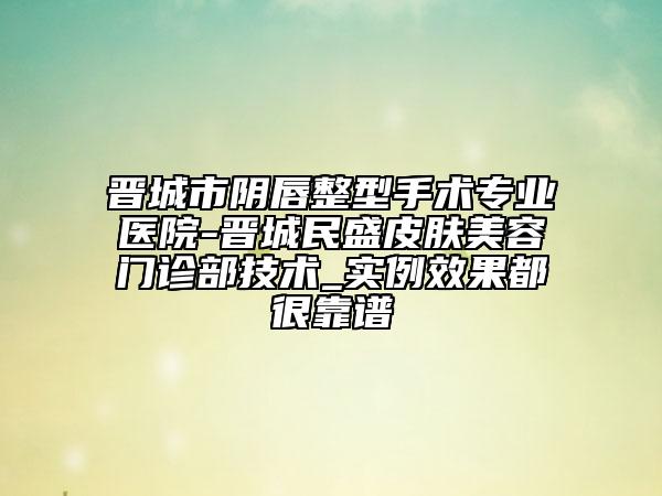 晉城市陰唇整型手術(shù)專業(yè)醫(yī)院-晉城民盛皮膚美容門診部技術(shù)_實例效果都很靠譜