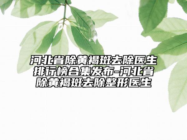 河北省除黃褐斑去除醫(yī)生排行榜合集發(fā)布-河北省除黃褐斑去除整形醫(yī)生