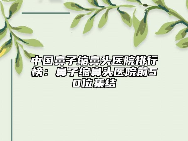 中國(guó)鼻子縮鼻頭醫(yī)院排行榜：鼻子縮鼻頭醫(yī)院前50位集結(jié)