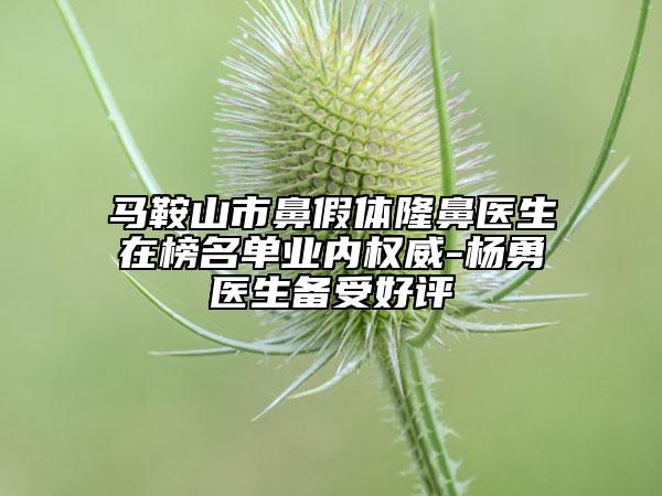 馬鞍山市鼻假體隆鼻醫(yī)生在榜名單業(yè)內(nèi)權(quán)威-楊勇醫(yī)生備受好評(píng)