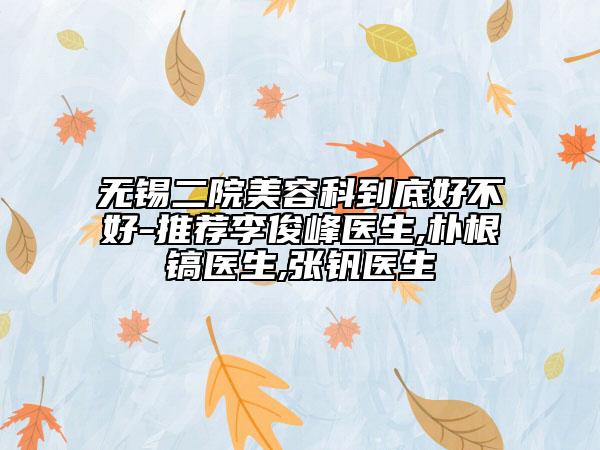 無錫二院美容科到底好不好-推薦李俊峰醫(yī)生,樸根鎬醫(yī)生,張釩醫(yī)生