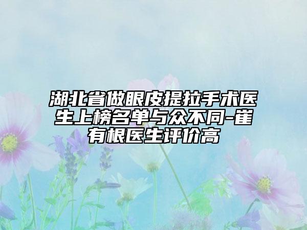 湖北省做眼皮提拉手術醫(yī)生上榜名單與眾不同-崔有根醫(yī)生評價高