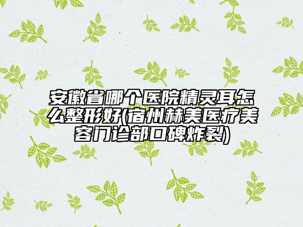 安徽省哪個醫(yī)院精靈耳怎么整形好(宿州赫美醫(yī)療美容門診部口碑炸裂)
