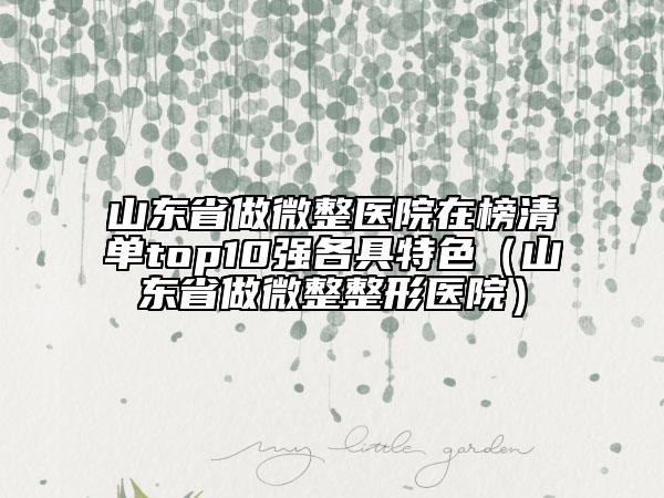 山東省做微整醫(yī)院在榜清單top10強各具特色（山東省做微整整形醫(yī)院）