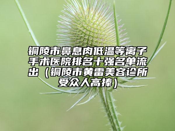 銅陵市鼻息肉低溫等離子手術(shù)醫(yī)院排名十強(qiáng)名單流出（銅陵市黃雷美容診所受眾人高捧）