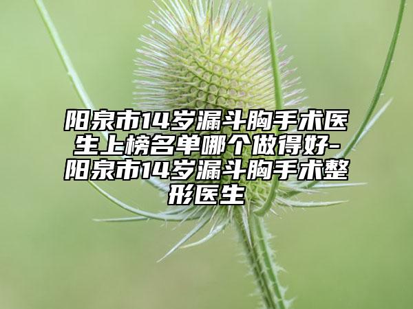 陽(yáng)泉市14歲漏斗胸手術(shù)醫(yī)生上榜名單哪個(gè)做得好-陽(yáng)泉市14歲漏斗胸手術(shù)整形醫(yī)生