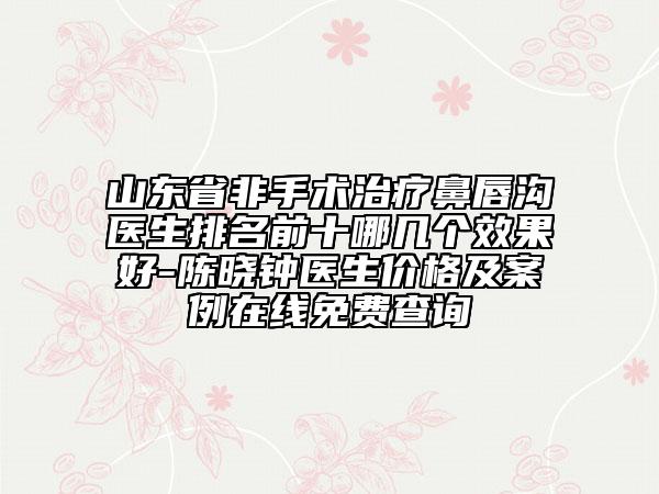 山東省非手術(shù)治療鼻唇溝醫(yī)生排名前十哪幾個(gè)效果好-陳曉鐘醫(yī)生價(jià)格及案例在線免費(fèi)查詢