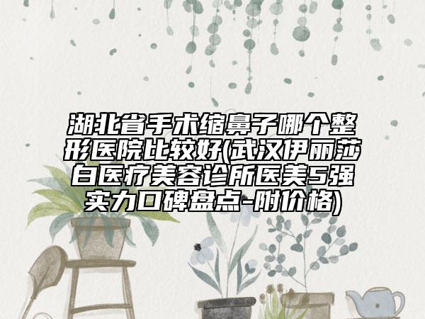 湖北省手術縮鼻子哪個整形醫(yī)院比較好(武漢伊麗莎白醫(yī)療美容診所醫(yī)美5強實力口碑盤點-附價格)