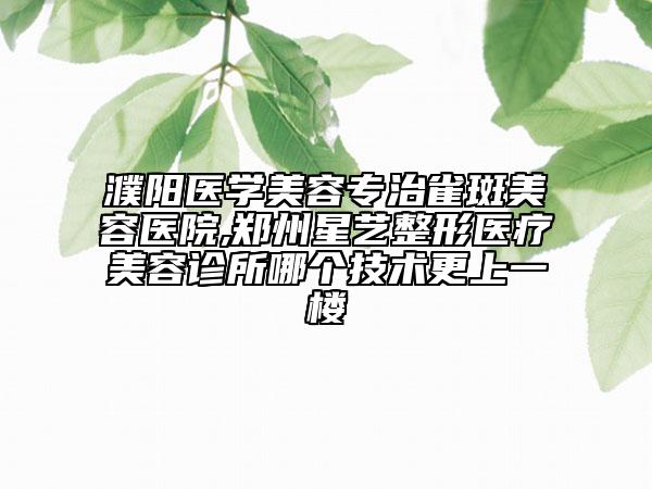 濮陽醫(yī)學(xué)美容專治雀斑美容醫(yī)院,鄭州星藝整形醫(yī)療美容診所哪個技術(shù)更上一樓