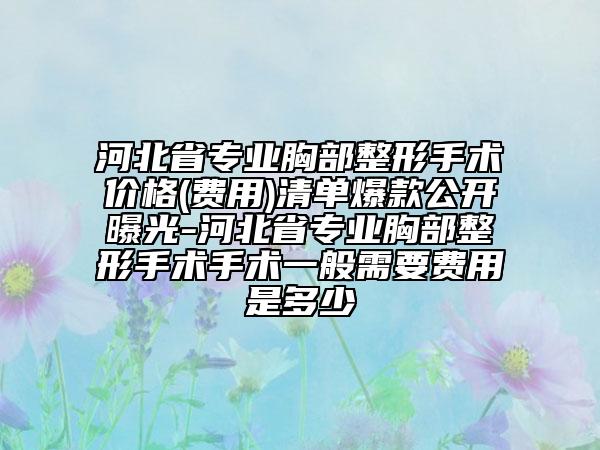河北省專業(yè)胸部整形手術(shù)價(jià)格(費(fèi)用)清單爆款公開曝光-河北省專業(yè)胸部整形手術(shù)手術(shù)一般需要費(fèi)用是多少