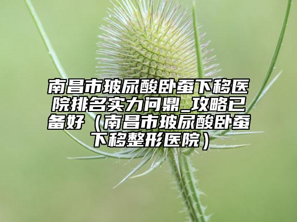 南昌市玻尿酸臥蠶下移醫(yī)院排名實(shí)力問鼎_攻略已備好（南昌市玻尿酸臥蠶下移整形醫(yī)院）