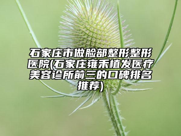 石家莊市做臉部整形整形醫(yī)院(石家莊雍禾植發(fā)醫(yī)療美容診所前三的口碑排名推薦)
