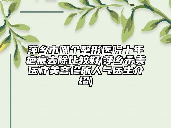 萍鄉(xiāng)市哪個整形醫(yī)院十年疤痕去除比較好(萍鄉(xiāng)希美醫(yī)療美容診所人氣醫(yī)生介紹)