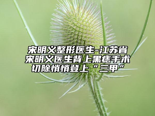 宋明義整形醫(yī)生-江蘇省宋明義醫(yī)生背上黑痣手術(shù)切除悄悄登上“三甲”