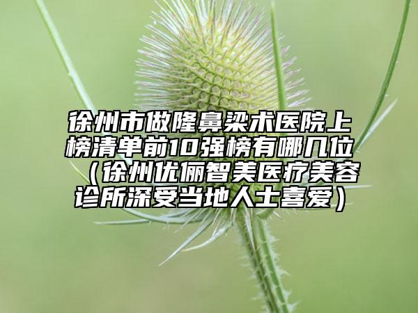 徐州市做隆鼻梁術(shù)醫(yī)院上榜清單前10強(qiáng)榜有哪幾位（徐州優(yōu)儷智美醫(yī)療美容診所深受當(dāng)?shù)厝耸肯矏郏? data-alt=