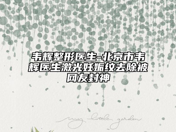韋輝整形醫(yī)生-北京市韋輝醫(yī)生激光妊娠紋去除被網(wǎng)友封神