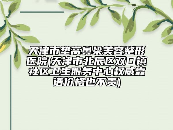 天津市墊高鼻梁美容整形醫(yī)院(天津市北辰區(qū)雙口鎮(zhèn)社區(qū)衛(wèi)生服務(wù)中心權(quán)威靠譜價(jià)格也不貴)
