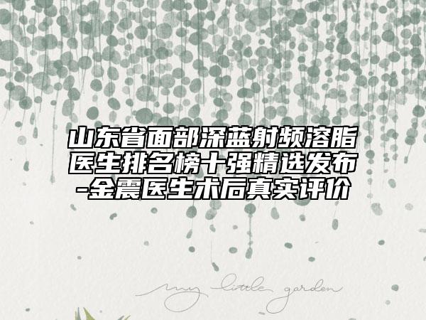 山東省面部深藍(lán)射頻溶脂醫(yī)生排名榜十強(qiáng)精選發(fā)布-金震醫(yī)生術(shù)后真實(shí)評(píng)價(jià)