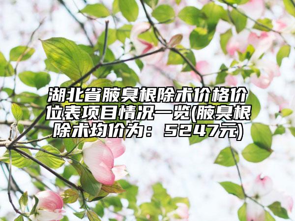 湖北省腋臭根除術(shù)價格價位表項目情況一覽(腋臭根除術(shù)均價為：5247元)