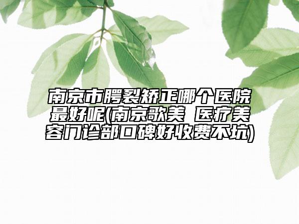 南京市腭裂矯正哪個(gè)醫(yī)院最好呢(南京歌美晞醫(yī)療美容門診部口碑好收費(fèi)不坑)