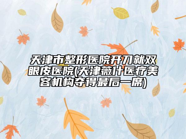 天津市整形醫(yī)院開(kāi)刀就雙眼皮醫(yī)院(天津薇什醫(yī)療美容機(jī)構(gòu)奪得最后一席)