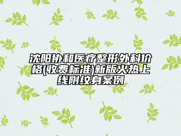 沈陽協(xié)和醫(yī)療整形外科價格(收費標(biāo)準(zhǔn))新版火熱上線附紋身案例