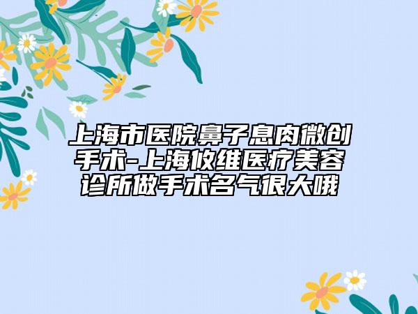 上海市醫(yī)院鼻子息肉微創(chuàng)手術(shù)-上海攸維醫(yī)療美容診所做手術(shù)名氣很大哦