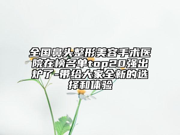 全國鼻頭整形美容手術(shù)醫(yī)院在榜名單top20強出爐了-帶給大家全新的選擇和體驗